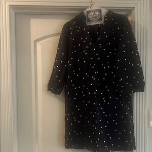 Boden Midnight Blue Dress with Metallic Dots